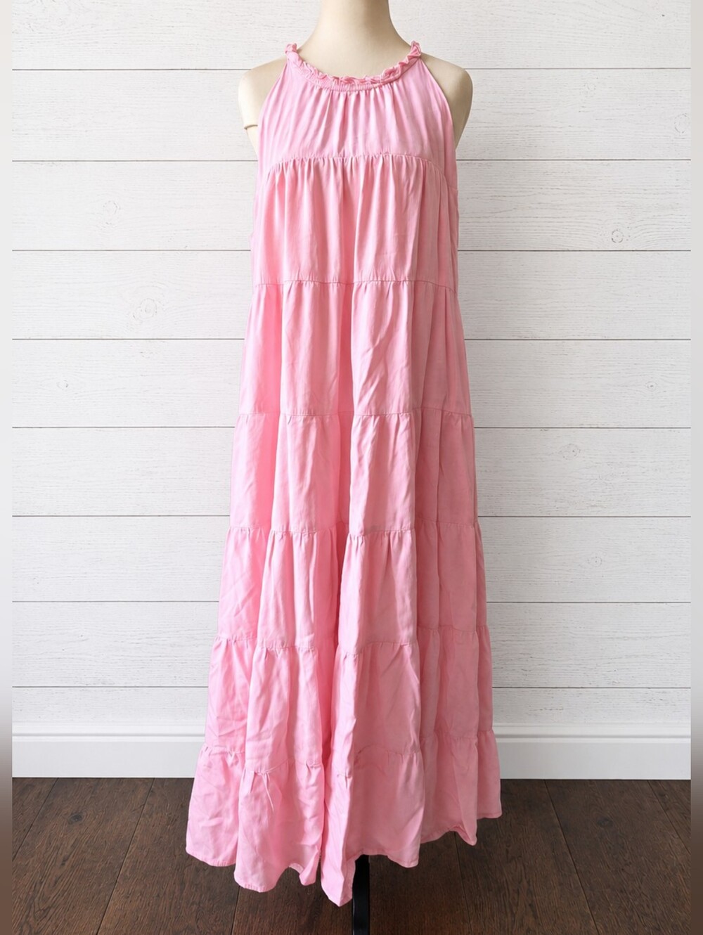 Haeof Pink Boho Tiered Maxi Dress Size L